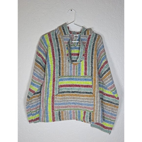Baja Hoodie Cover Top Unisex Multi Color Mexican Ethnic Drug Rug Size Medium - Picture 1 of 3